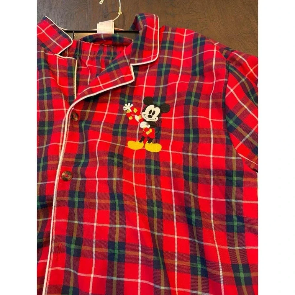 Disney Mickey Mouse Flannel Pajama Set Womens XL Red Embroidered‎ - Picture 2 of 5